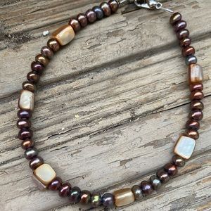 Ankle bracelet handcrafted with pearls & shells